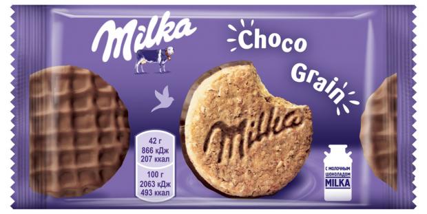 

Печенье сахарное Milka Choco Grain в шоколаде, 42 г