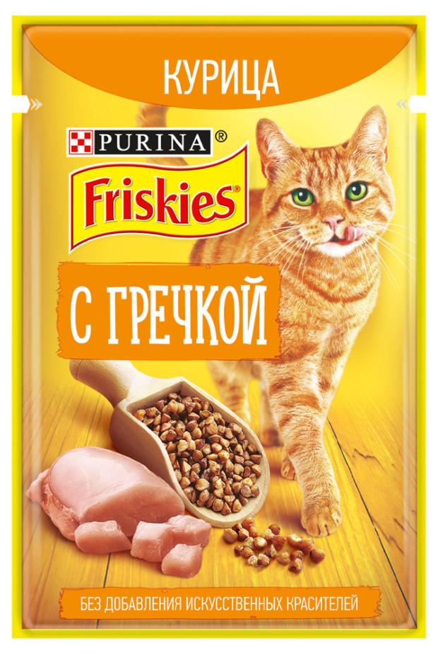 фото Корм для взрослых кошек friskies с курицей и гречкой в подливе, 75 г