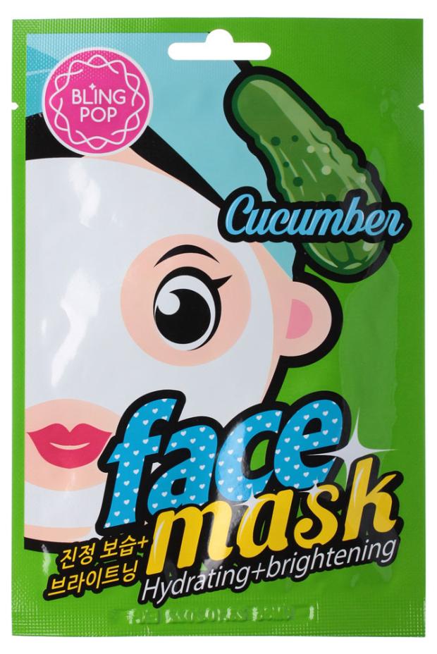 фото Маска для лица bling pop cucumber тканевая, 20 мл