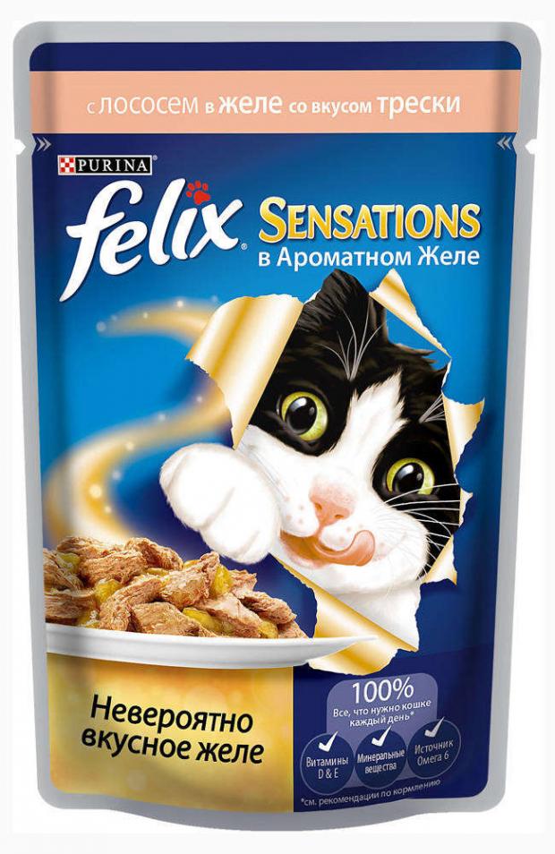 

Корм для кошек Felix Sensation лосось в желе со вкусом трески, 85 г