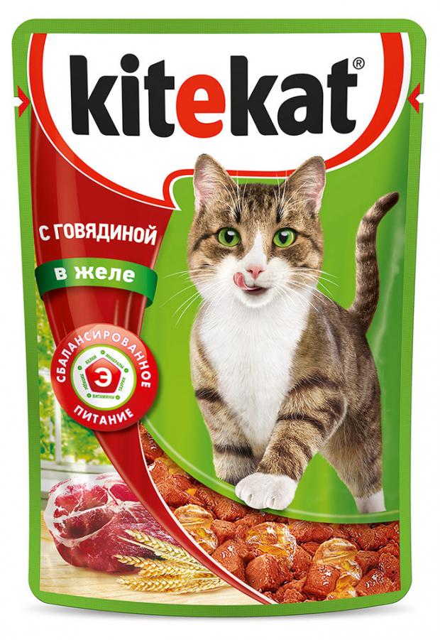 фото Корм для кошек kitekat говядина в желе, 85 г