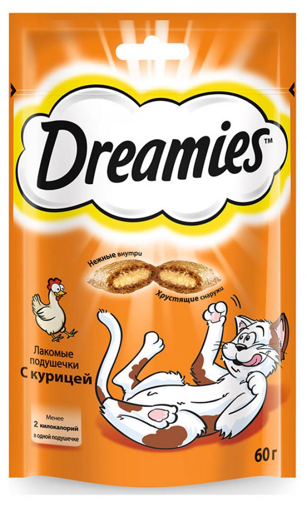 фото Лакомство для кошек dreamies подушечки c курицей, 60 г