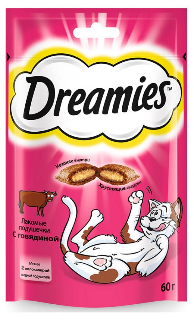 фото Лакомство для кошек dreamies подушечки с говядиной, 60 г