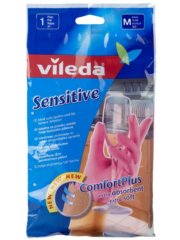 фото Перчатки латексные vileda sensitive comfort plus размер m