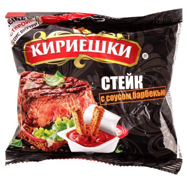 фото Сухарики ржаные «кириешки» со вкусом стейка и соусом барбекью, 60 г