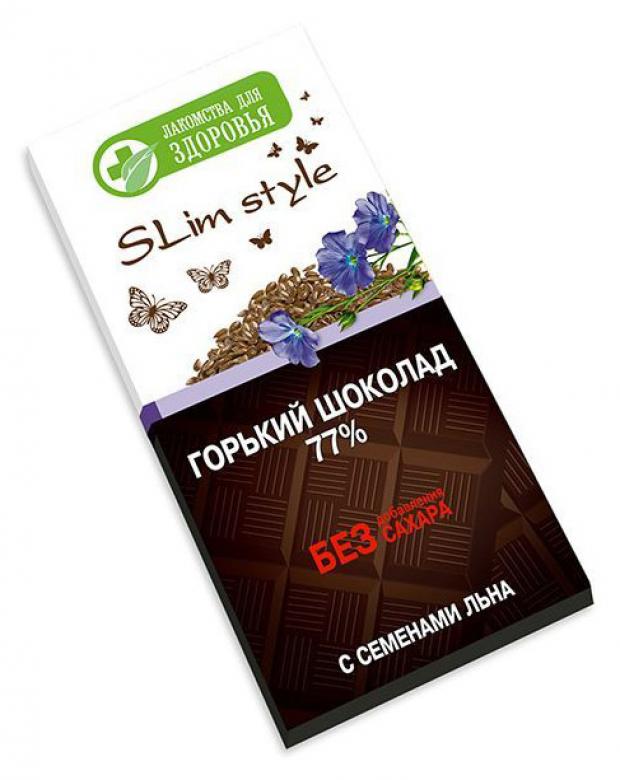 Шоколад Лакомства для здоровья Slim Style горький 77 с семенами льна 60 г 159₽