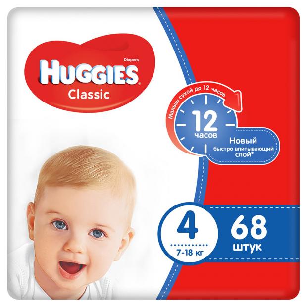 фото Подгузники huggies classic 4 (7-18 кг), 68 шт