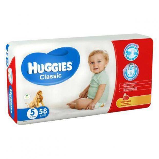 фото Подгузники huggies classic 5 (11-25 кг), 58 шт