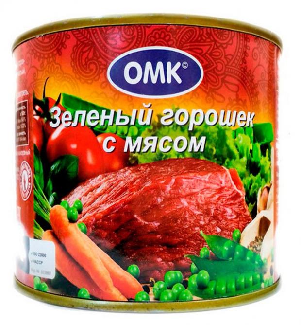 

Горошек зеленый «ОМК» с мясом, 525 г