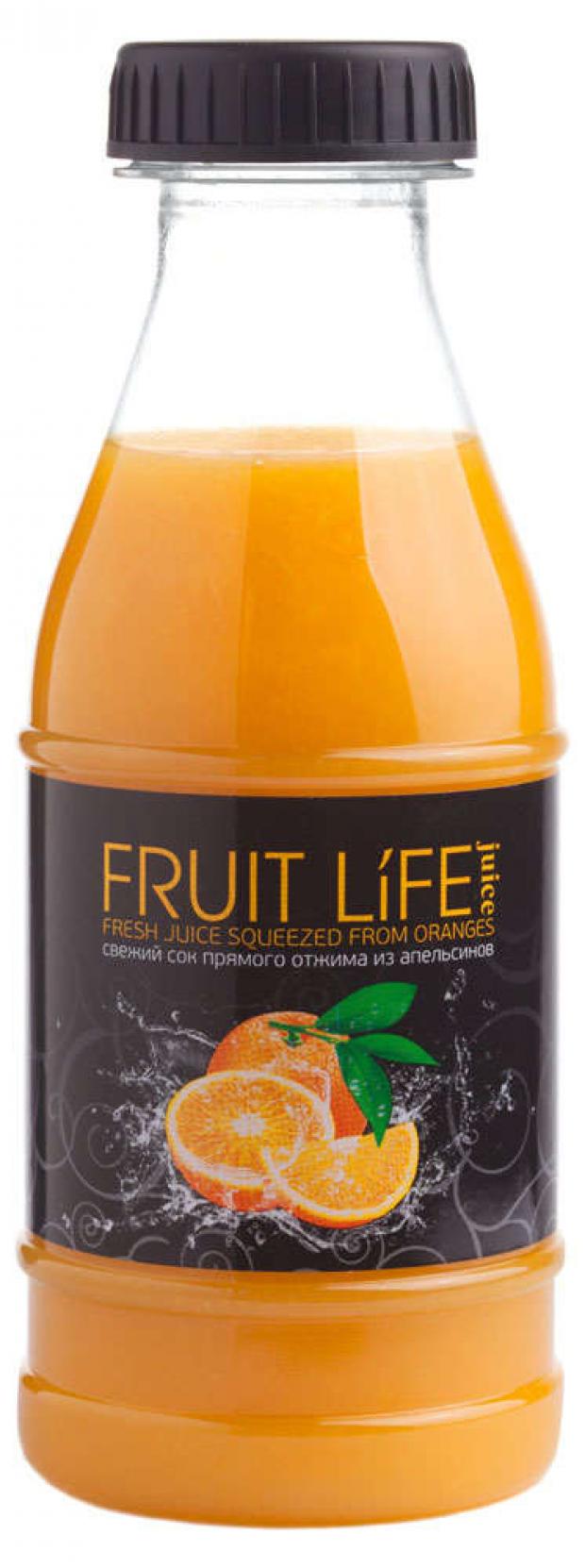 фото Сок апельсиновый fruit life juice прямого отжима свежий, 250 мл