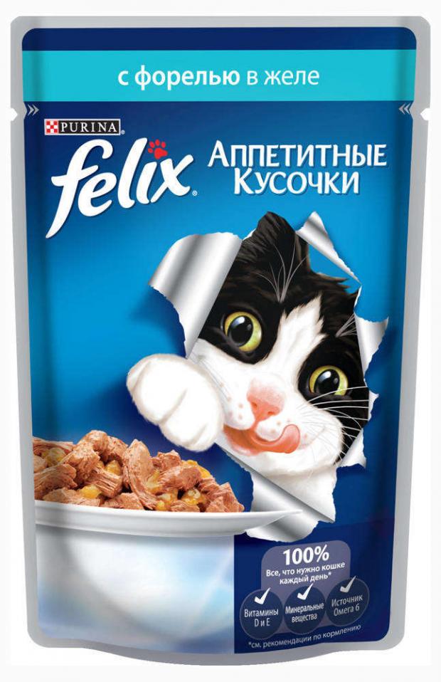 

Корм для кошек Felix Аппетитные кусочки с форелью и фасолью, 85 г