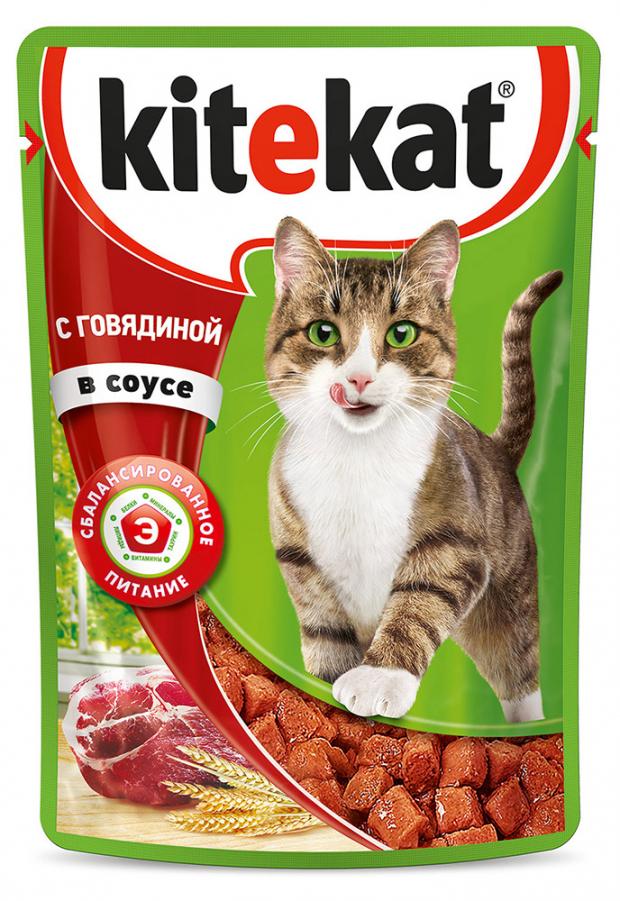 фото Корм для кошек kitekat говядина в соусе, 85 г