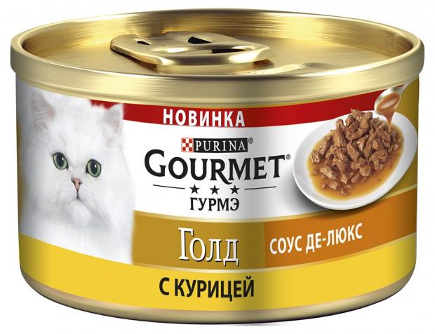 фото Консервированный корм для кошек gourmet gold соус де-люкс с курицей, 85 г