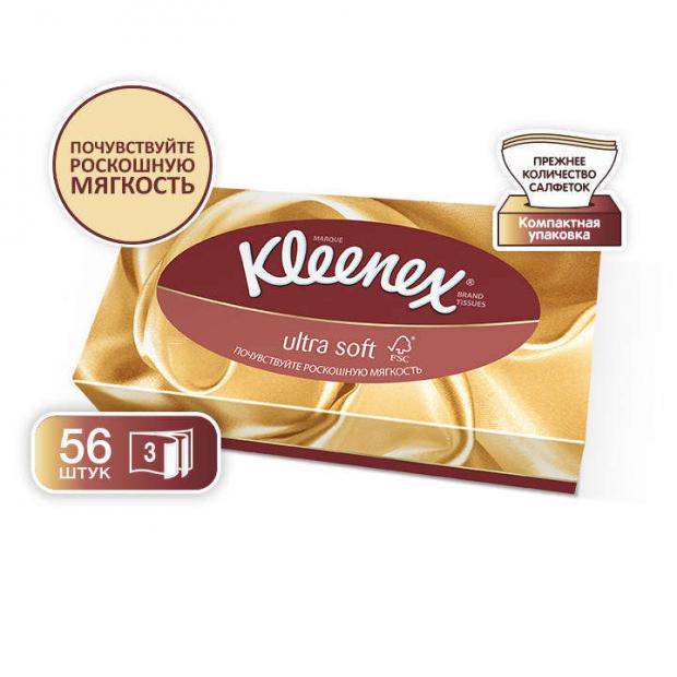 фото Салфетки бумажные kleenex ultra soft в коробке, 56 шт