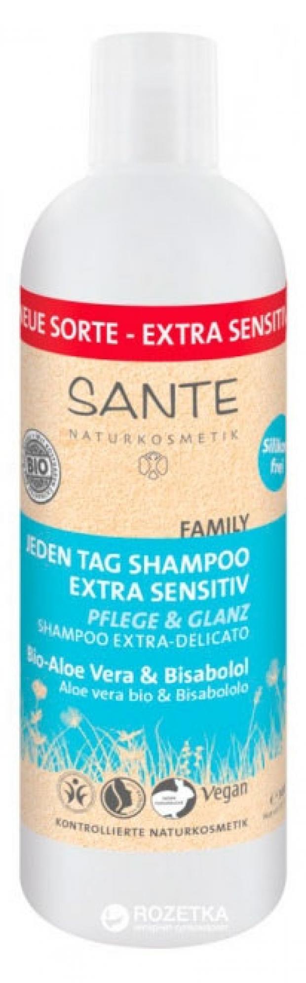 фото Шампунь для волос sante extra sensitive с био-алоэ, 300 мл