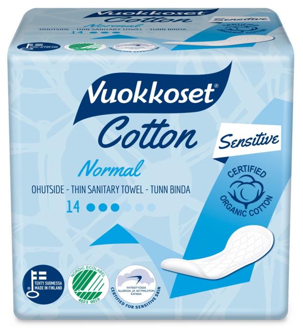 фото Прокладки гигиенические vuokkoset cotton normal, 14 шт