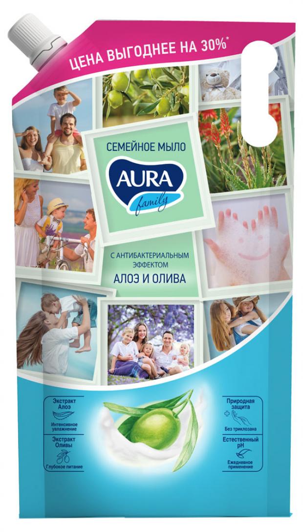 фото Мыло жидкое aura family алоэ антибактериальное, 1 л