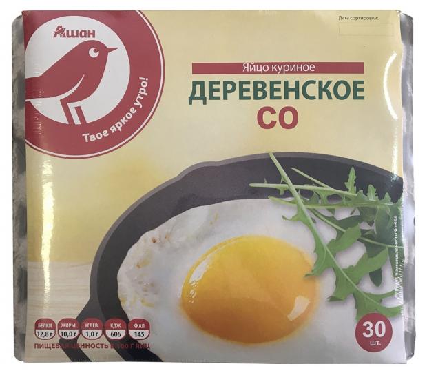 фото Яйца куриные auchan красная птица деревенское с0, 30 шт