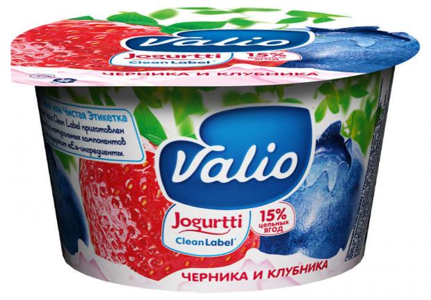 фото Йогурт valio c клубникой черникой 2.6%, 180 г