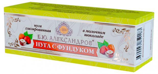 Нуга глазированная «Б.Ю. Александров» с фундуком в молочном шоколаде, 40 г