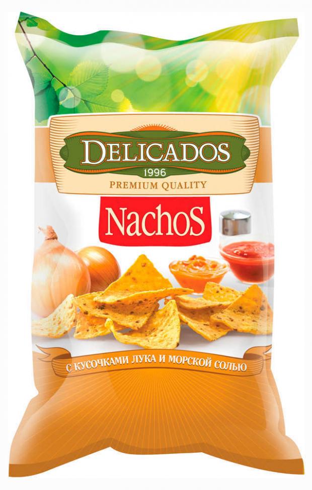 фото Чипсы кукурузные delicados nachos с кусочками лука и морской солью, 150 г