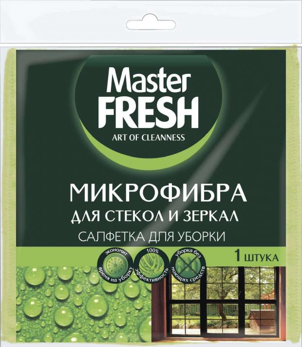 фото Салфетки для стекол и зеркал master fresh из микрофибры, 1 шт