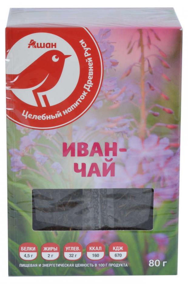 Чай травяной АШАН иван-чай с цветками в пакетиках, 20х4 г