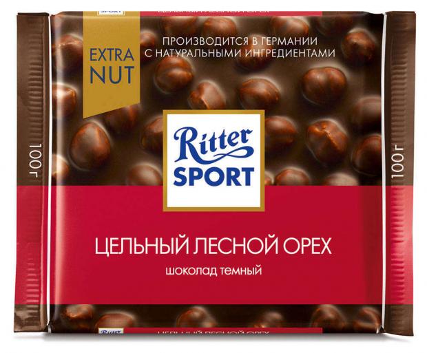 фото Шоколад ritter sport темный цельный лесной орех, 100 г