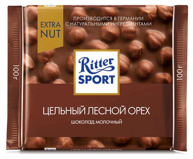 Шоколад Ritter Sport молочный с цельным лесным орехом, 100 г