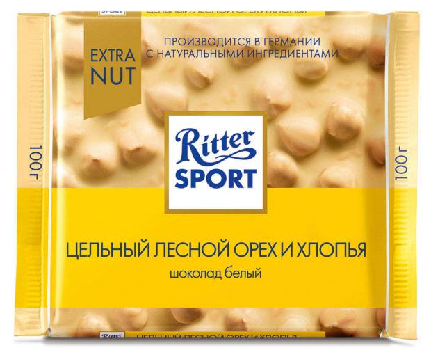 фото Шоколад ritter sport белый с цельным лесным орехом и хлопьями, 100 г