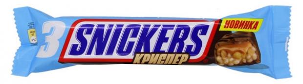 Шоколадный батончик Snickers «Криспер» с арахисом, рисовыми шариками и карамелью, 60 г