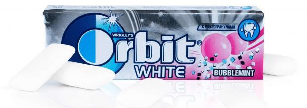 фото Резинка жевательная orbit white bubblemint, 13 г