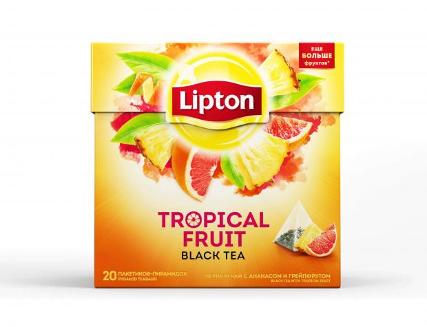 фото Чай черный lipton tropical fruit в пирамидках, 20х1.8 г