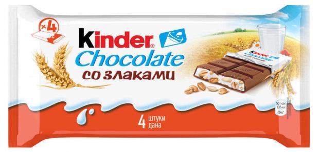 Шоколад Kinder Chocolate молочный со злаками, 94 г