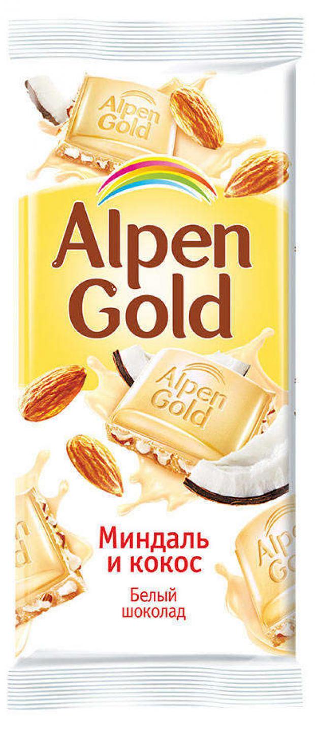 фото Шоколад alpen gold белый с миндалем и кокосовой стружкой, 90 г