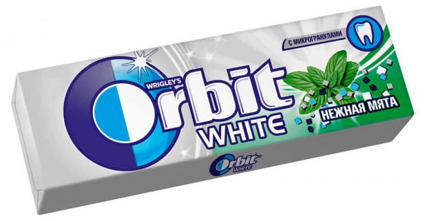 фото Резинка жевательная orbit white нежная мята, 13 г