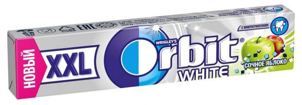 фото Резинка жевательная orbit xxl white сочное яблоко без сахара, 20 г