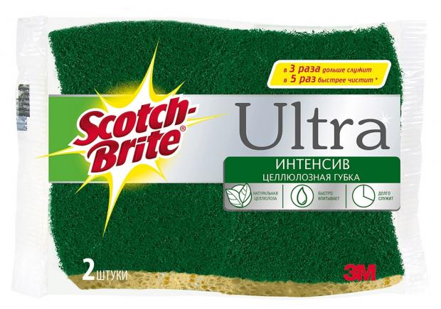 

Губка для чистки Scotch-Brite Интенсив целлюлозная, 2 шт