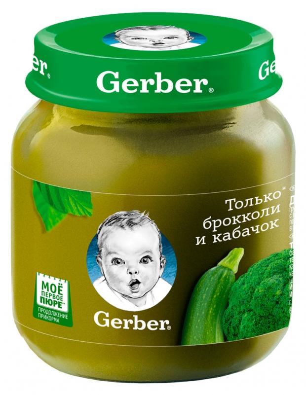 фото Пюре овощное gerber только брокколи и кабачок с 6 месяцев, 130 г gerber®