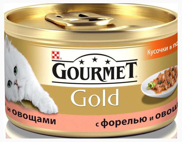 фото Консервированный корм для кошек gourmet gold форель и овощи в соусе, 85 г