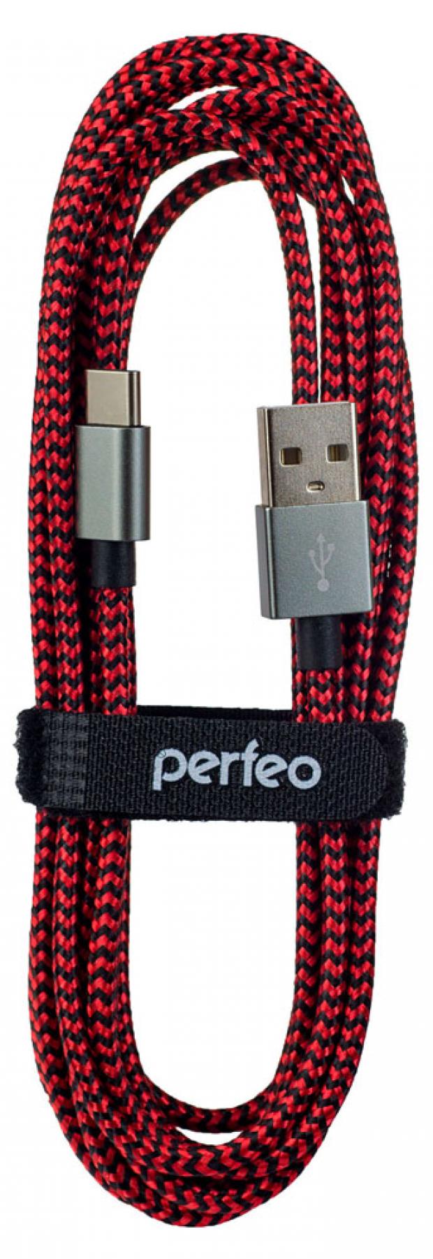 фото Кабель usb 2,0 - type-c perfeo черно-красный, 3 м