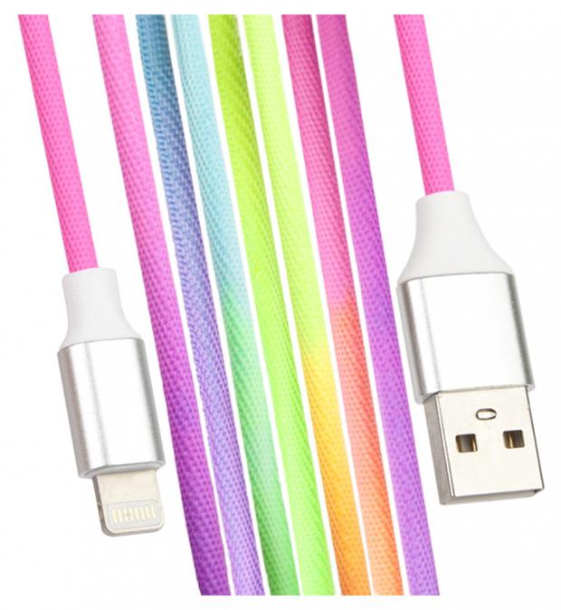 

USB кабель LP Micro USB Rainbow Fabric Coating радужная оплетка