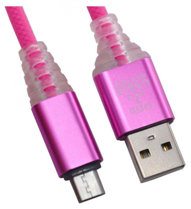 фото Usb кабель liberty project micro usb змея led tpe розовый