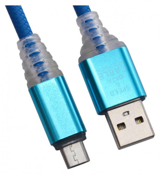 фото Usb кабель liberty project micro usb змея led tpe синий