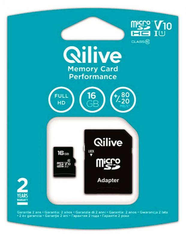 фото Карта памяти qilive microsd cl 10 uhs-i u1 16 гб с адаптером