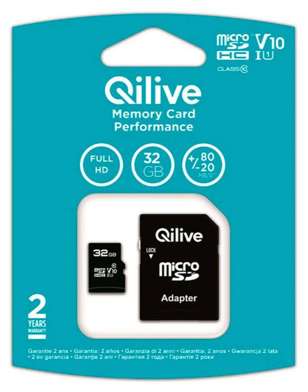 фото Карта памяти qilive microsd cl 10 uhs-i u1 32 гб с адаптером