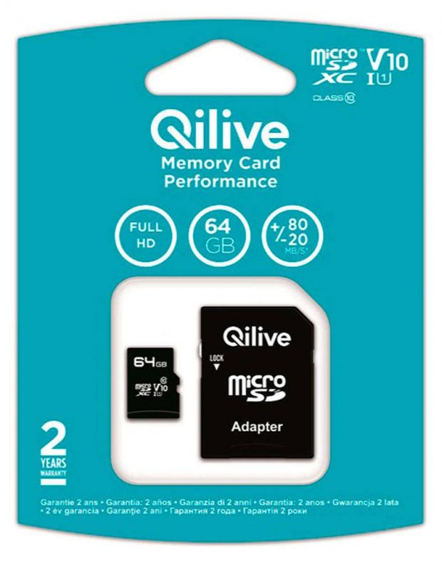 фото Карта памяти qilive microsd 64gb с адаптером