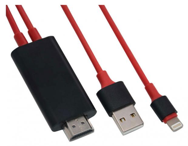 фото Hdtv кабель apple 8 pin lightning to hdmi красный, 1,8 м diin