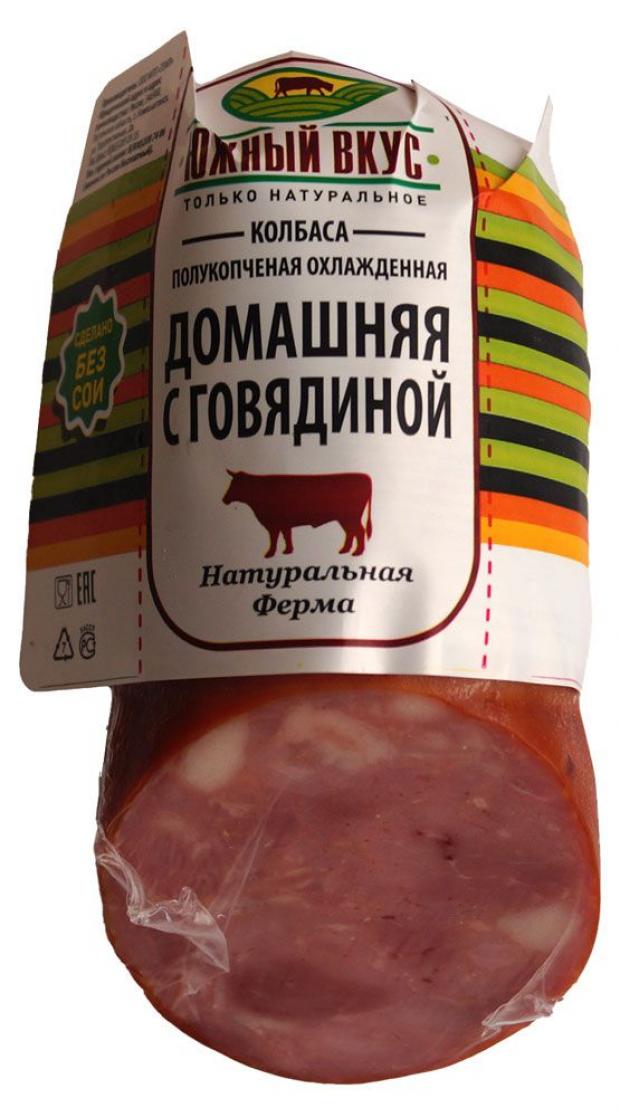 фото Колбаса полукопченая «южный вкус» домашняя с говядиной (0,3-0,6 кг) , 1 упаковка ~ 0,4 кг