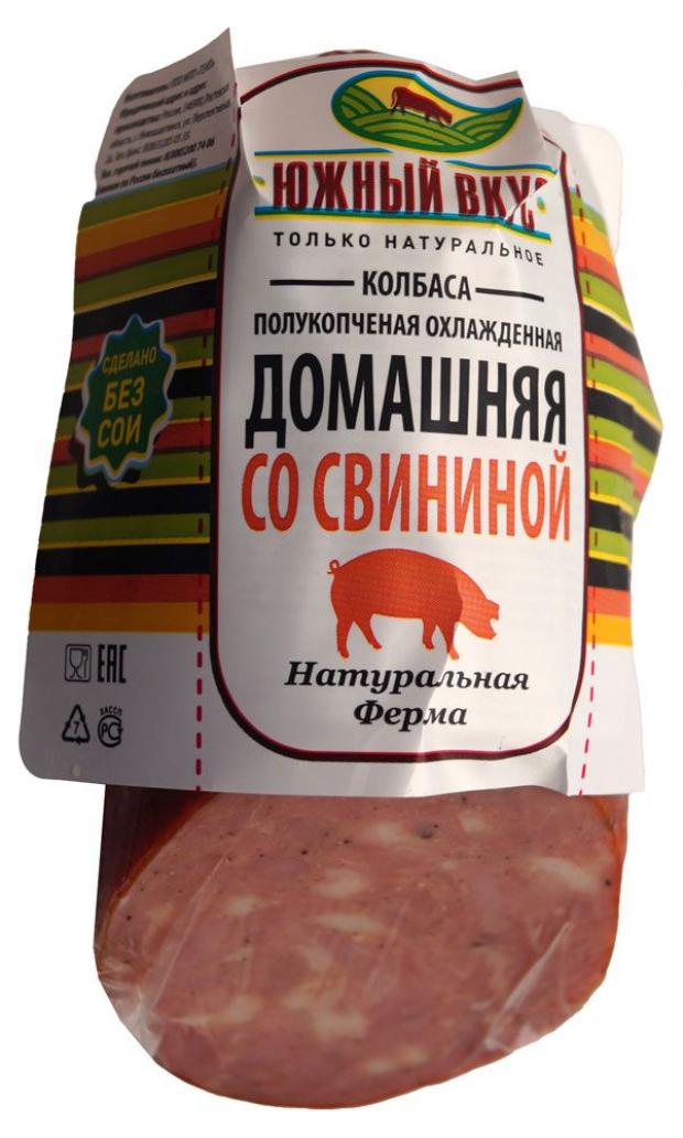 

Колбаса полукопченая «Южный вкус» Домашняя со свининой (0,3-0,6 кг) , 1 упаковка ~ 0,4 кг